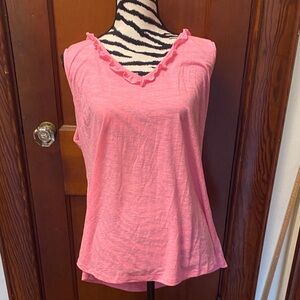 Lilly Pulitzer Pink Ruffle Trim Tank Top size XXL